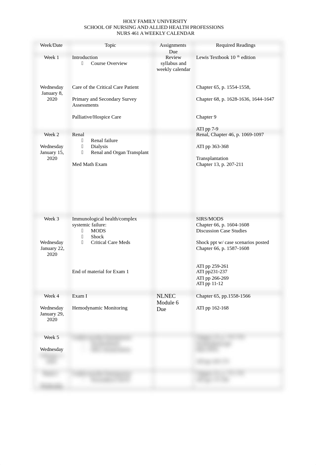 Nurs 461 A Weekly Course Calendar Sp 2020 (1).docx_d8k9ys9cmnr_page1