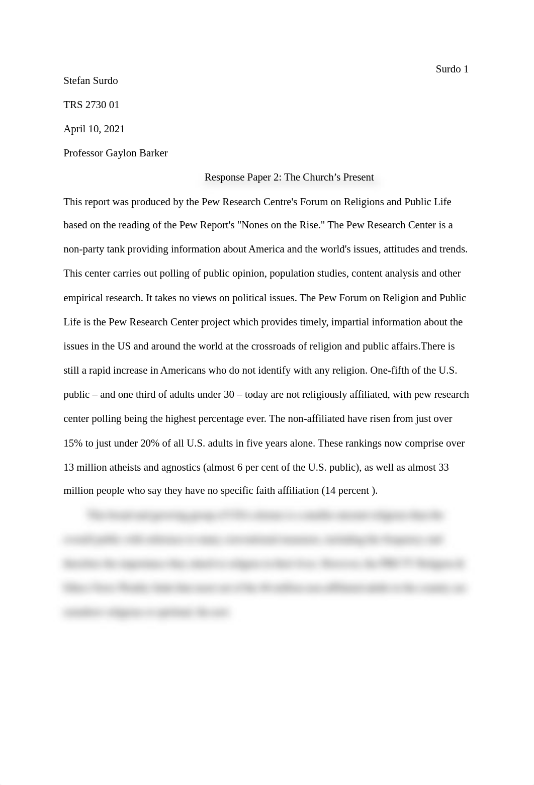 Stefan's Response Paper 2- The Church's Present .docx_d8kmrudog5m_page1