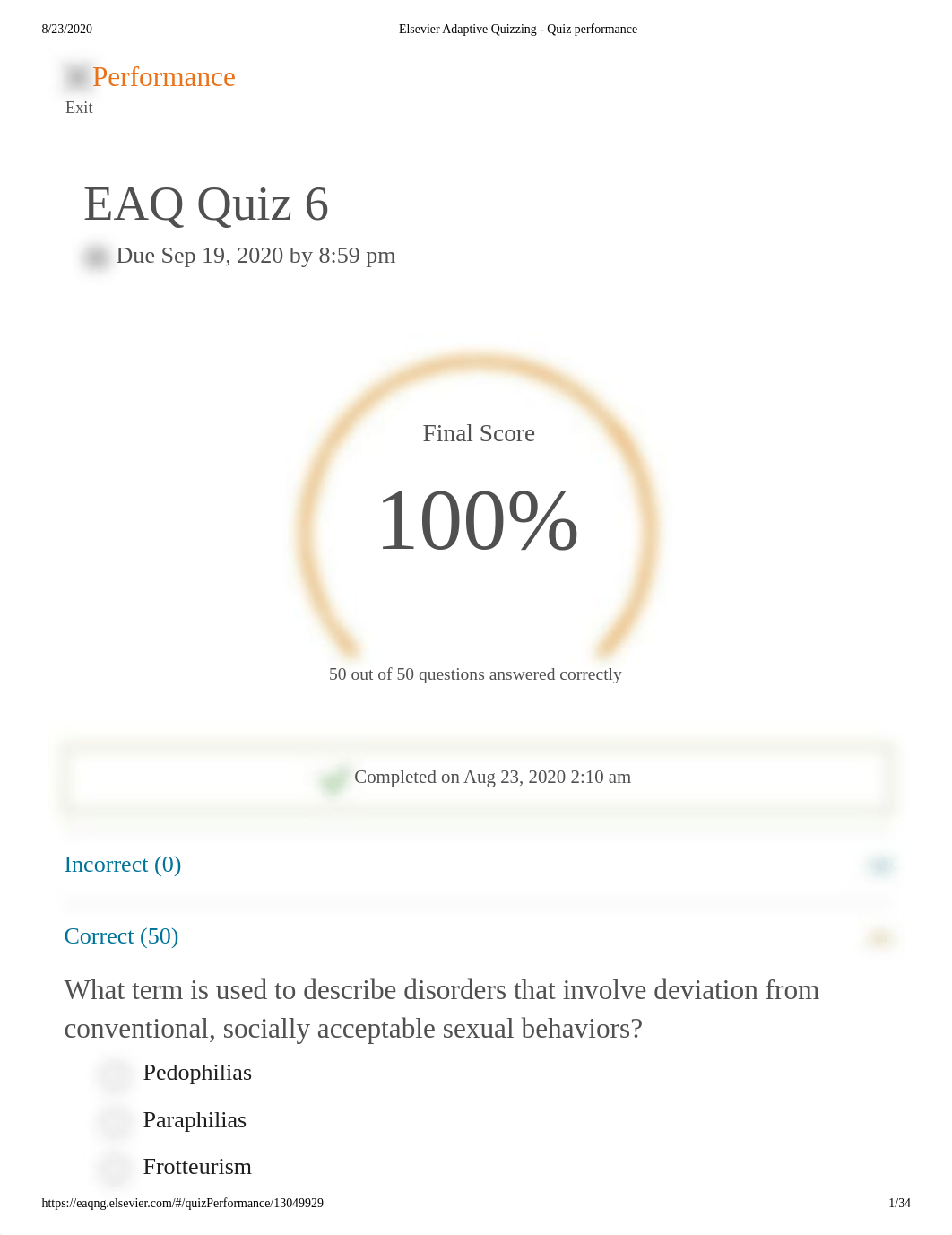 Elsevier Adaptive Quizzing - Quiz performance6.pdf_d8ldya8fkn9_page1