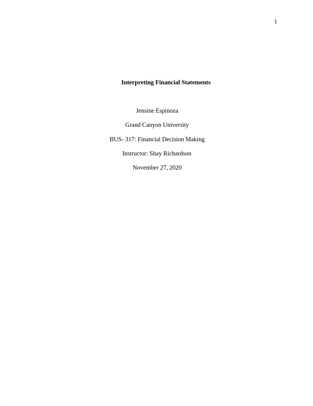 Benchmark - Interpreting Financial Statements.docx_d8mvm9c3227_page1