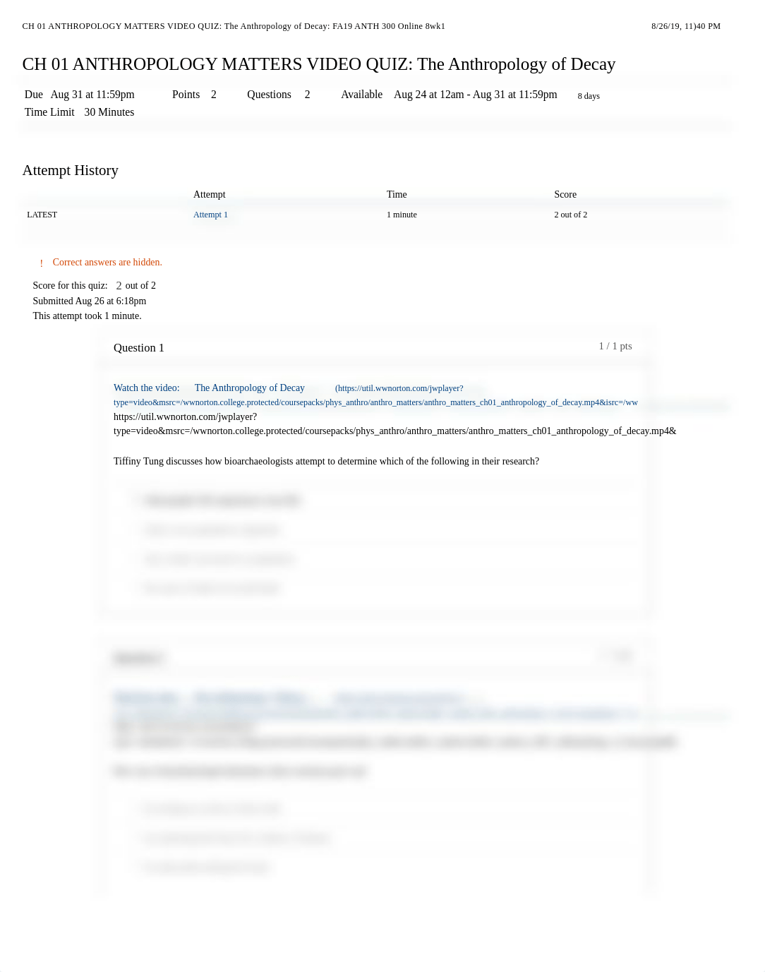 CH 01 ANTHROPOLOGY MATTERS VIDEO QUIZ: The Anthropology of Decay: FA19 ANTH 300 Online 8wk1.pdf_d8ngygzgazw_page1