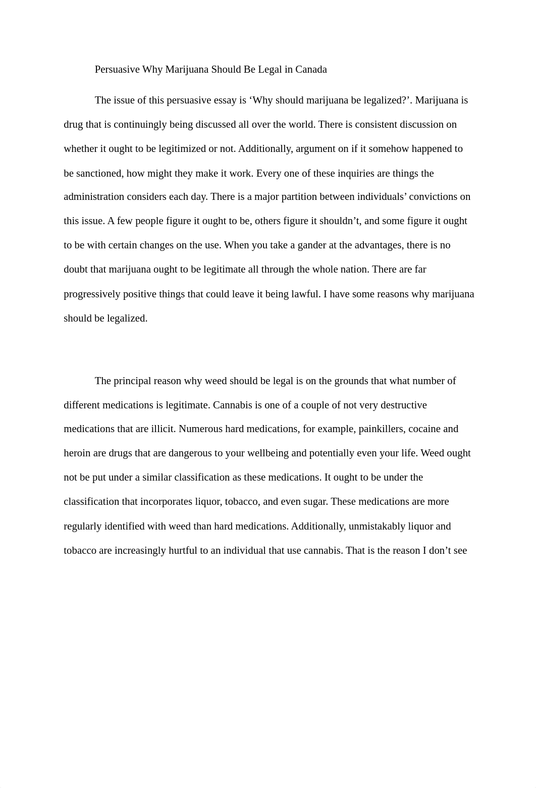 Persuasive Why Marijuana Should Be Legal in Canada.docx_d8o2f5ff4tc_page1