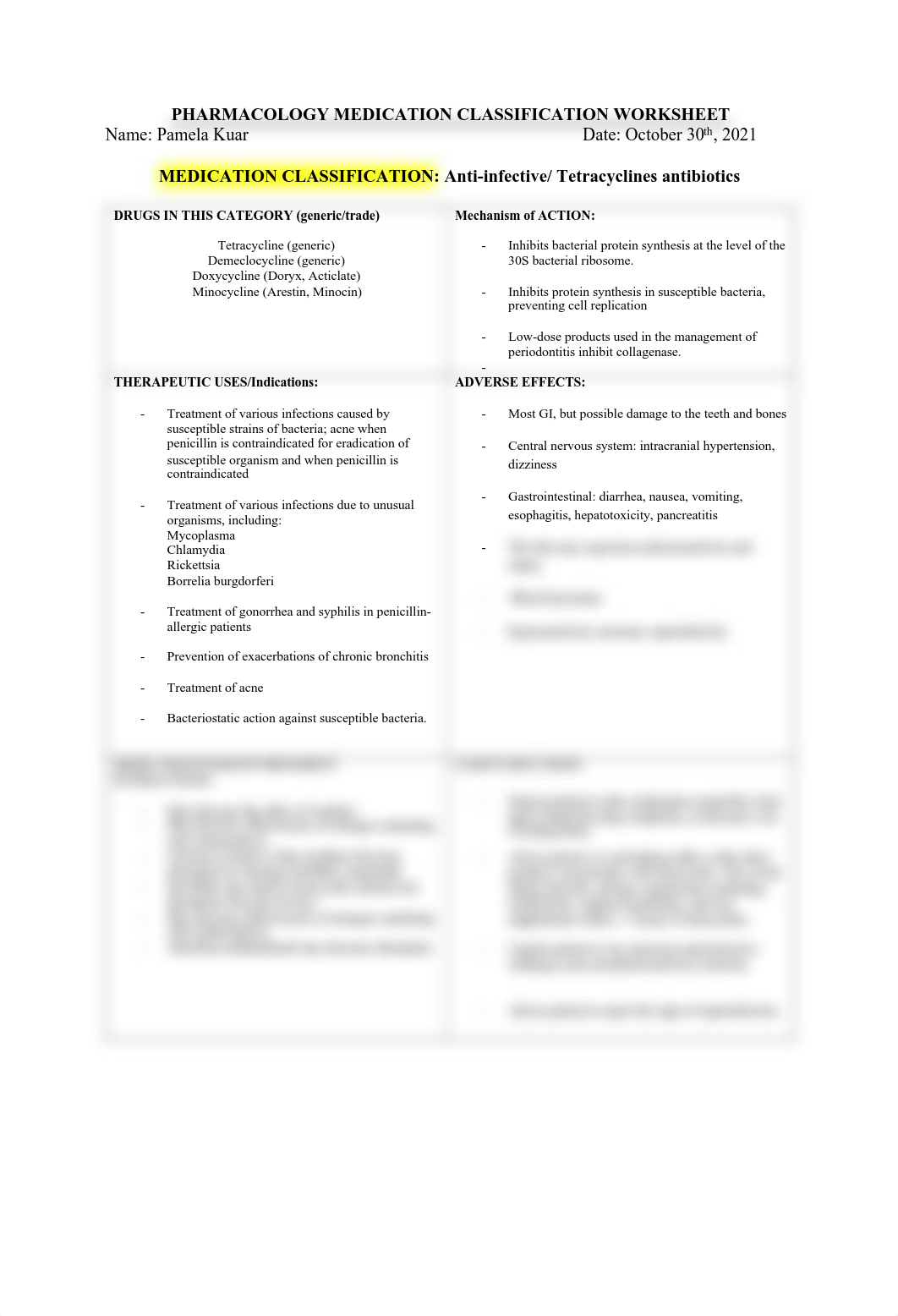 Template PHARMACOLOGY MEDICATION CLASSIFICATION WORKSHEET.pdf_d8og6bas1jg_page1