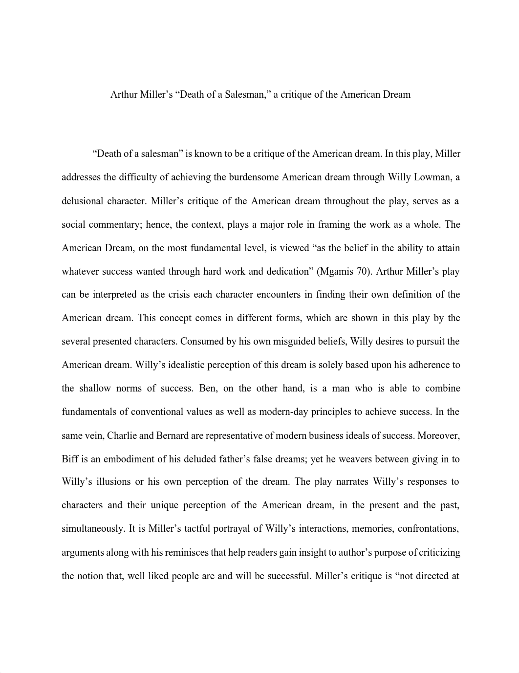 "Death of a Salesman," a critique of the American Dream .pdf_d8oml0q1nxg_page1