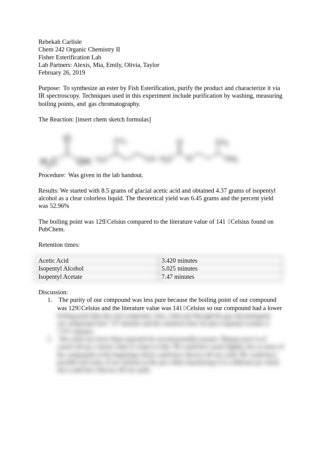 Fisher Esterification Lab Report .docx_d8osht3q72g_page1