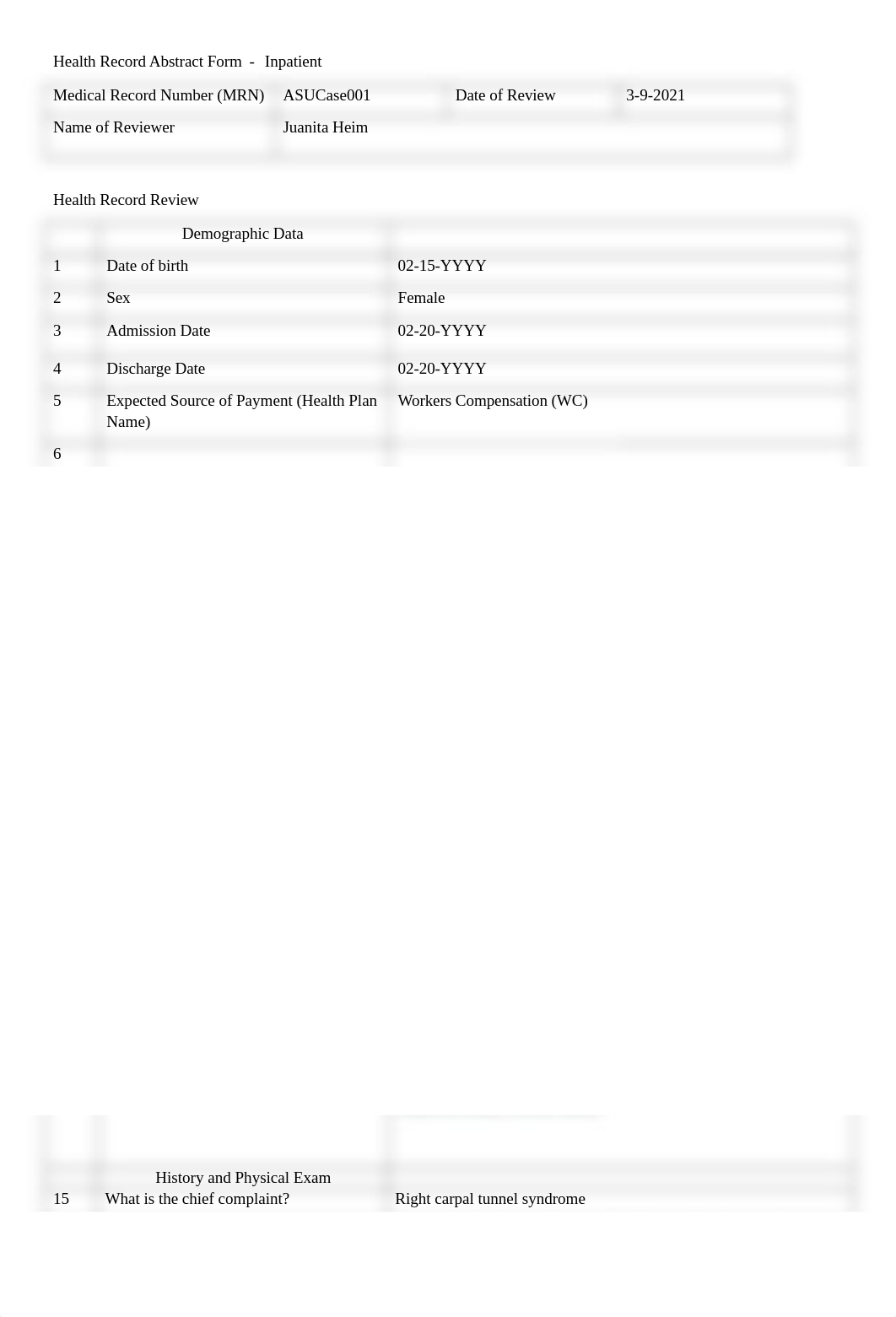 Health Record Abstract Form Inpatient ASUCase 001 w ans by juanita.doc_d8qfnqt5wz3_page1