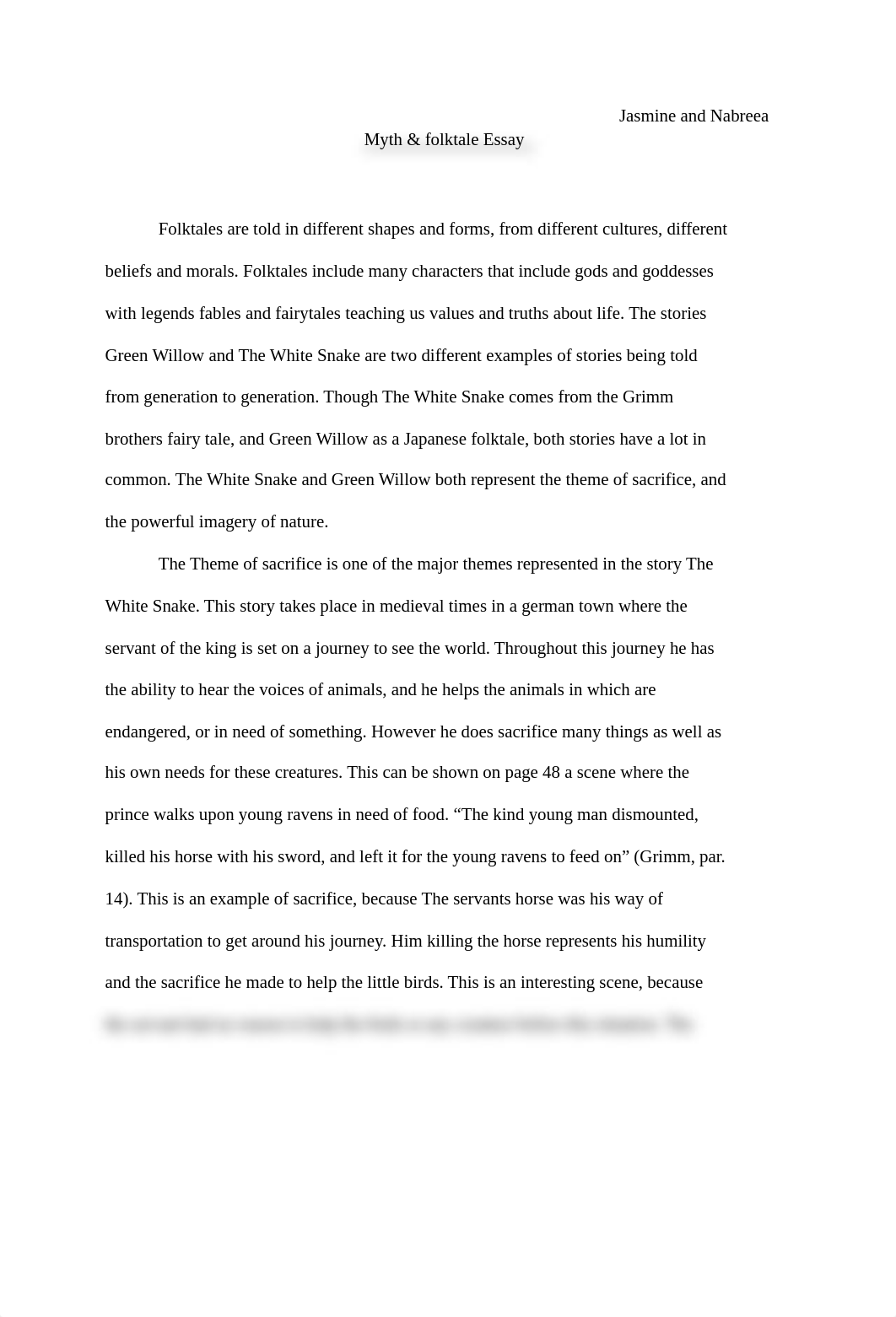 Myth and Folktale Comparative Essay.pdf_d8qoxthmo5u_page1