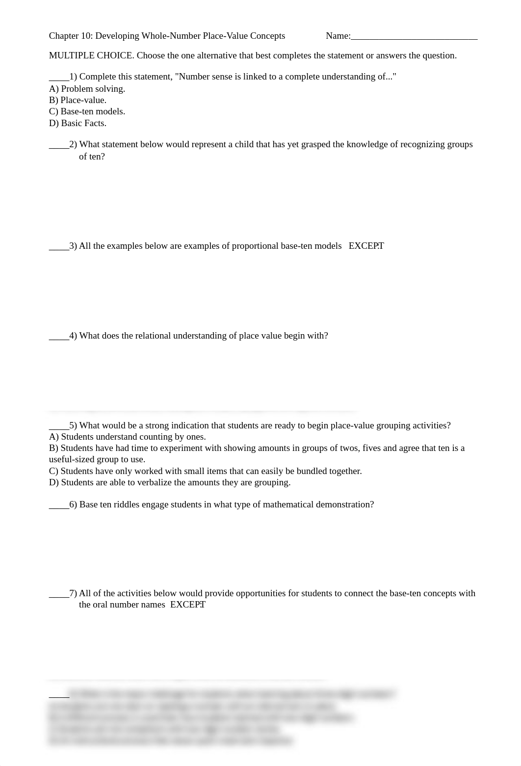 Text-Elem. & Middle Sch. Math-Teaching Developmentally-Ch 10 Quiz and KEY-Whole-Number Place-Value C_d8qzvwsp7s4_page1