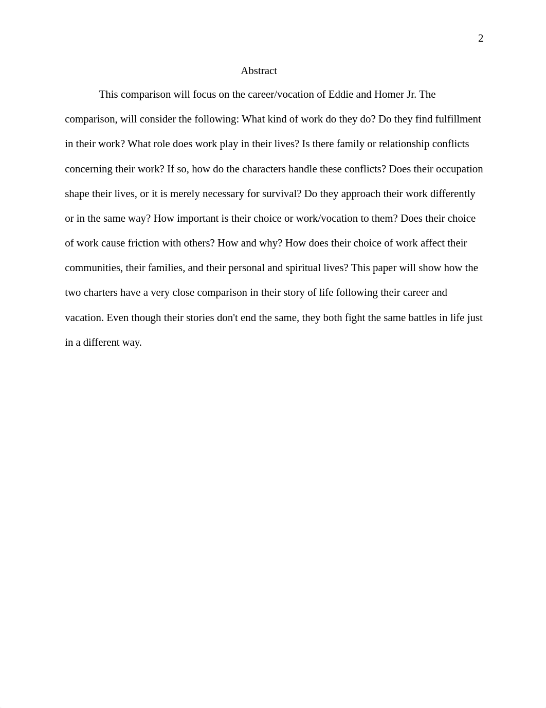 The comparison focused on the career and vocation of the characters Eddie and Homer Jr. .docx_d8rrdtptxva_page2