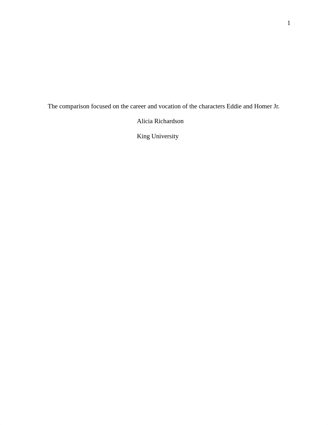 The comparison focused on the career and vocation of the characters Eddie and Homer Jr. .docx_d8rrdtptxva_page1