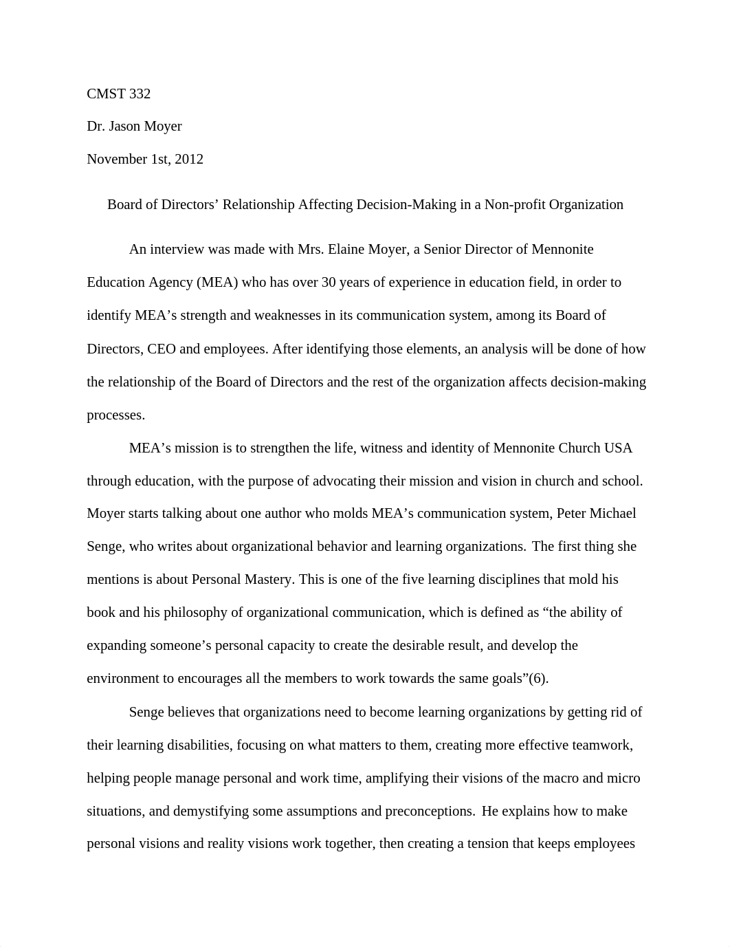 Board of Directors' Relationship Affecting Decision-Making in a Non-profit Organization - Essay_d8s40g1voy2_page1