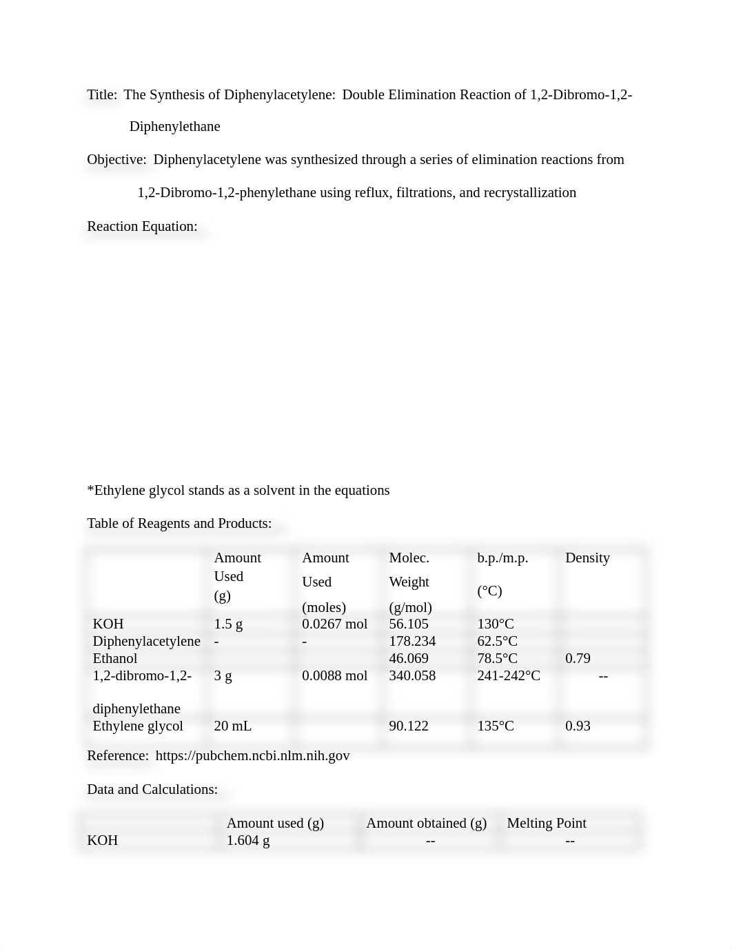 Double Elimination Rxn Lab Report.docx_d8sqbafx7a6_page1