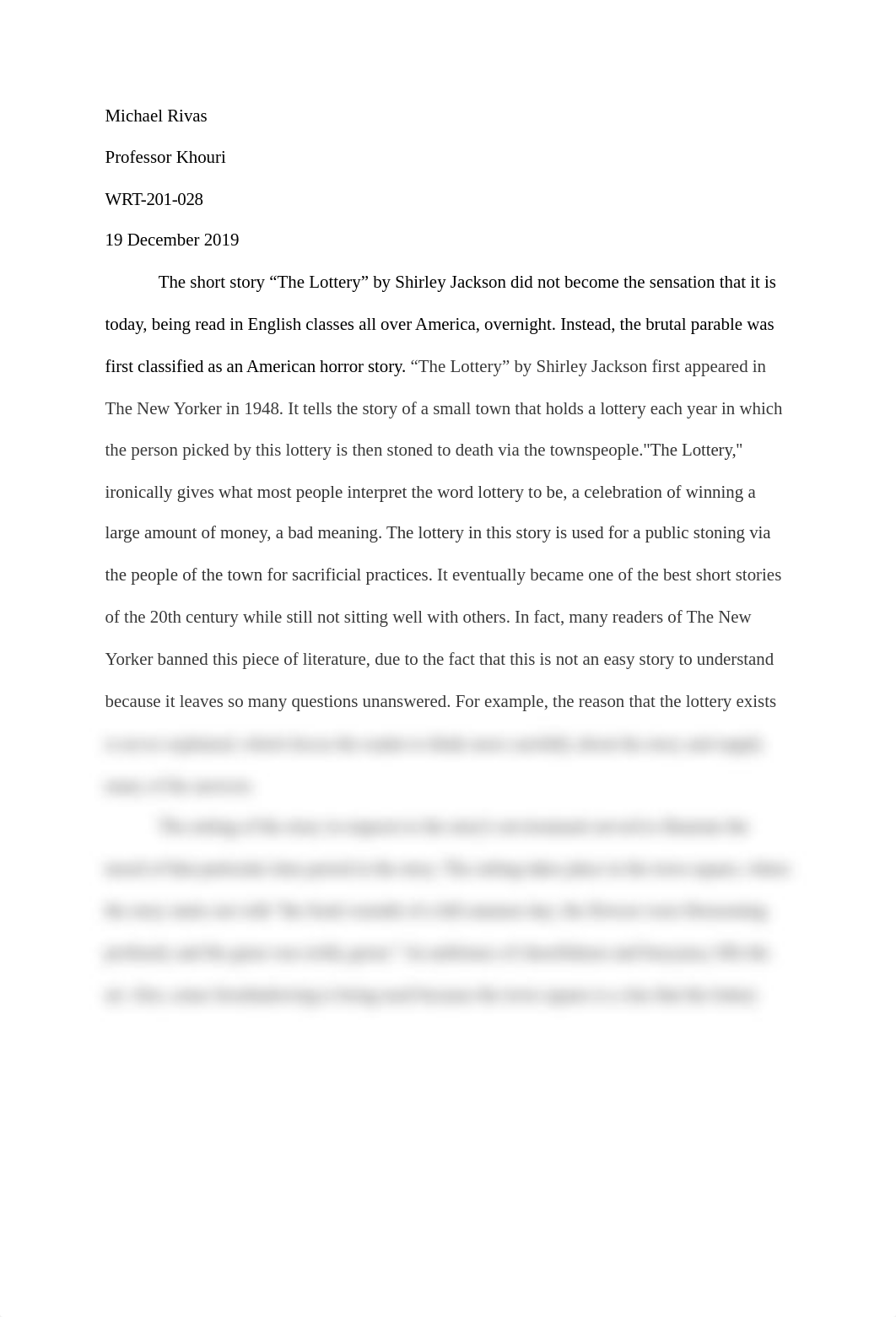 The short story "The Lottery" by Shirley Jackson did not become the sensation that it is today, bein_d8takgc926n_page1