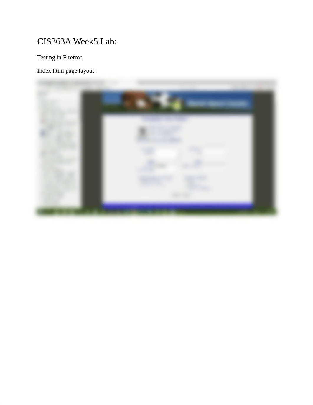 CIS363A Week5 Lab_ScreenShotsTesting_d8tkeiof3ed_page1