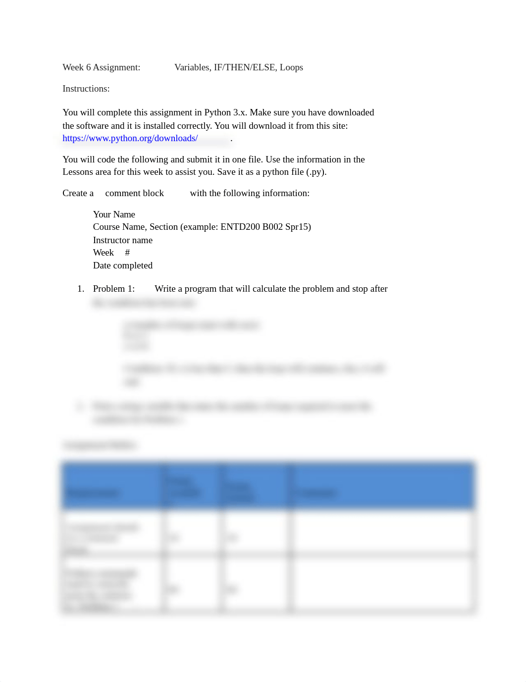 Week 6 Assignment: Variables, IF/THEN/ELSE, Loops
Instructions:
You wi_d8tky2no3q6_page1