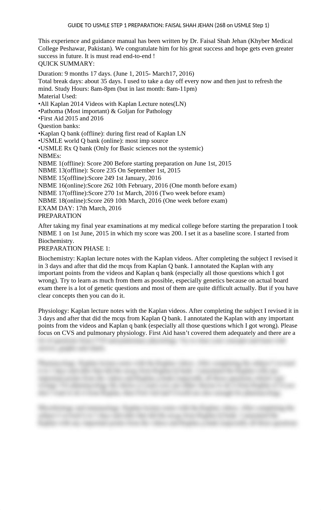 GUIDE TO USMLE STEP 1 PREPARATION FAISAL SHAH JEHAN (268 on USMLE Step 1)_d8u132tav5n_page1