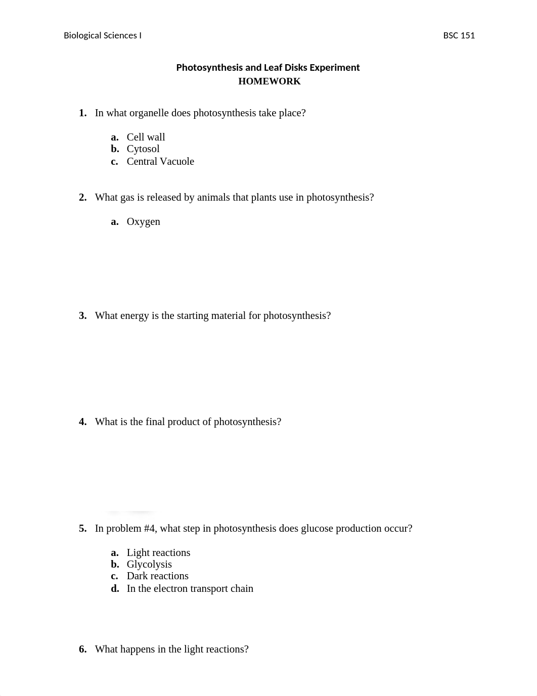 Photosynthesis and Leaf Disks Experiment HW.docx_d8uvqkf7gj6_page1