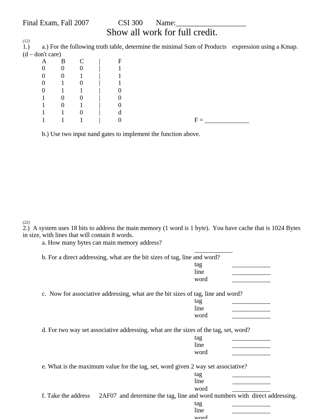 Final Exam Fall 2007 on Computer Organization and Architecture_d8vjpxq6roa_page1