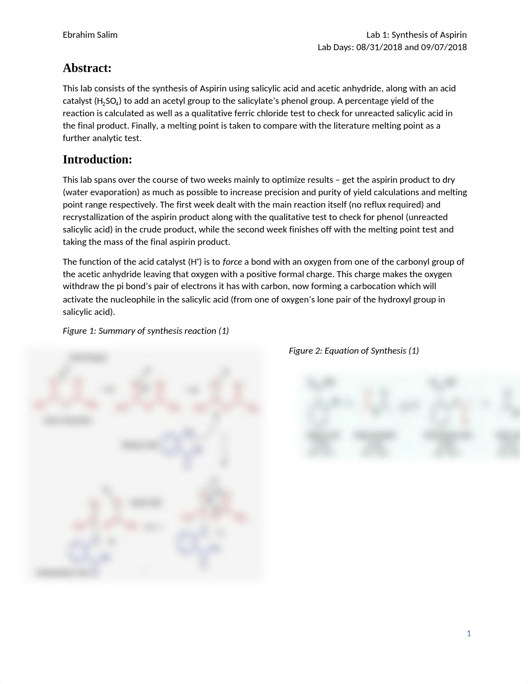 EbrahimSalim_2042_Experiment1_Aspirin Synthesis.docx_d8voo007q58_page1