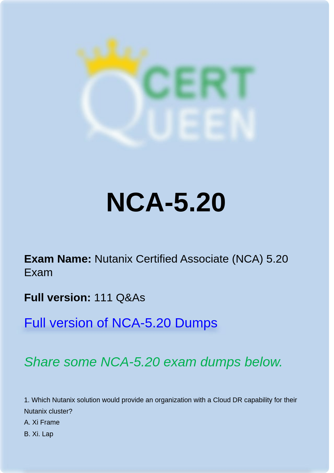 Nutanix Certification NCA-5.20 Exam Dumps.pdf_d8vujce73kt_page1