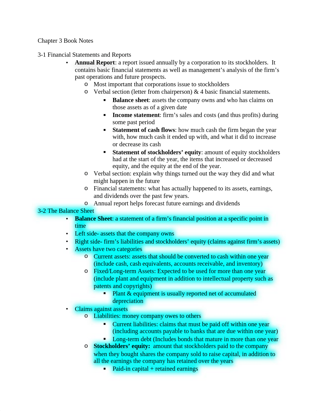 Chapter 3 Book Notes: financial statements and reports_d8vx38158ad_page1