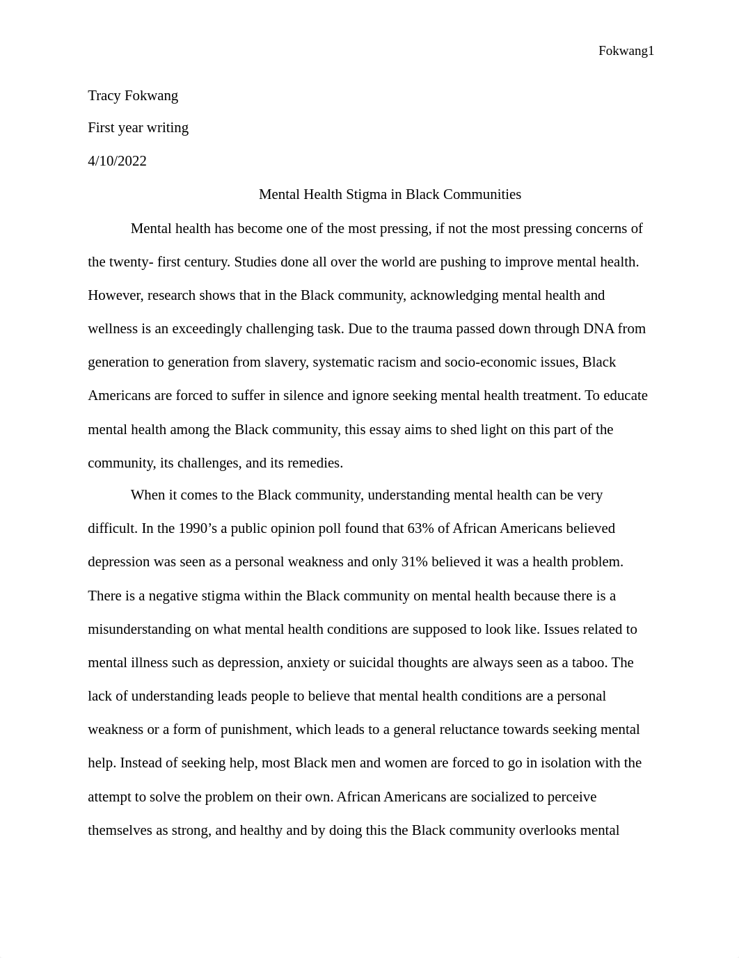 Mental health stigma in black communities research paper.docx_d8w5upmycqa_page1