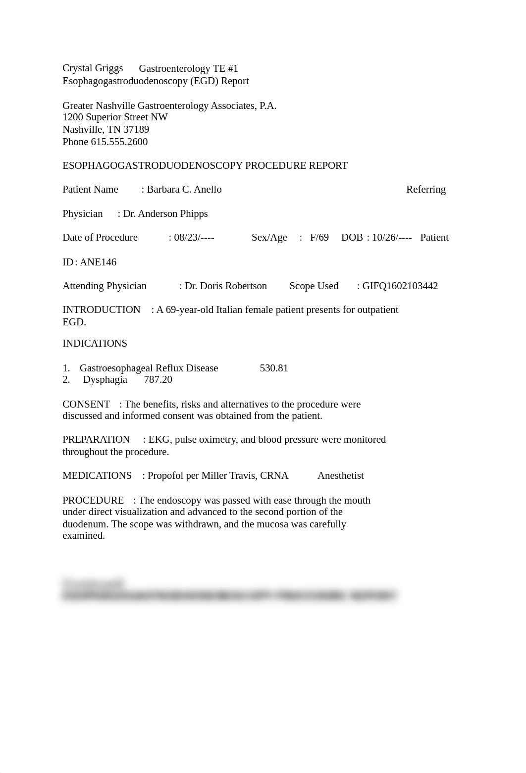 CGriggs Gastroenterology TE 1 Esophagogastroduodenoscopy (EGD) Report.docx_d8w7ygq3v7j_page1