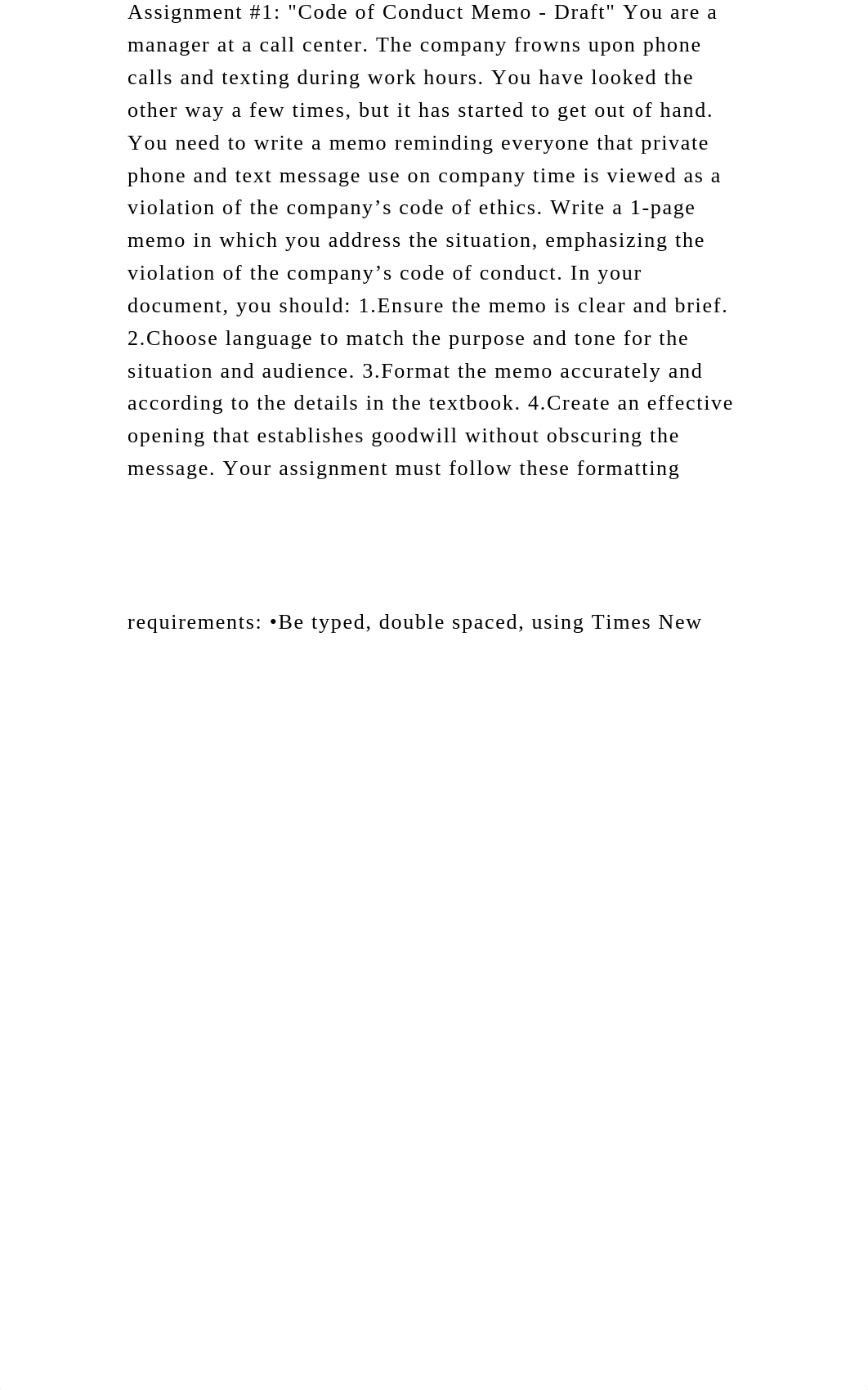 Assignment #1 Code of Conduct Memo - Draft   You are a manager at.docx_d8wnhi5g5tz_page2