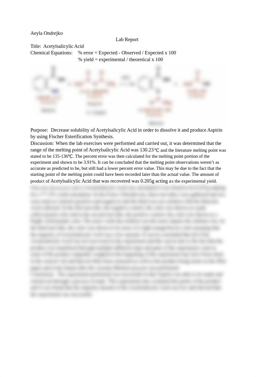 Acetylsalicylic Acid Report CHM 237.docx_d8wsmwu4g9y_page1