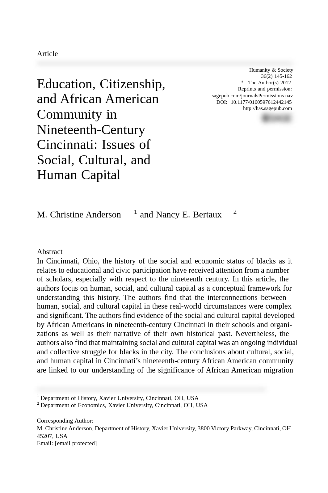 Education, Citizenship, and African American Community in Nineteenth-Century Cincinnati- Issues of S_d8x8p6n58nt_page1