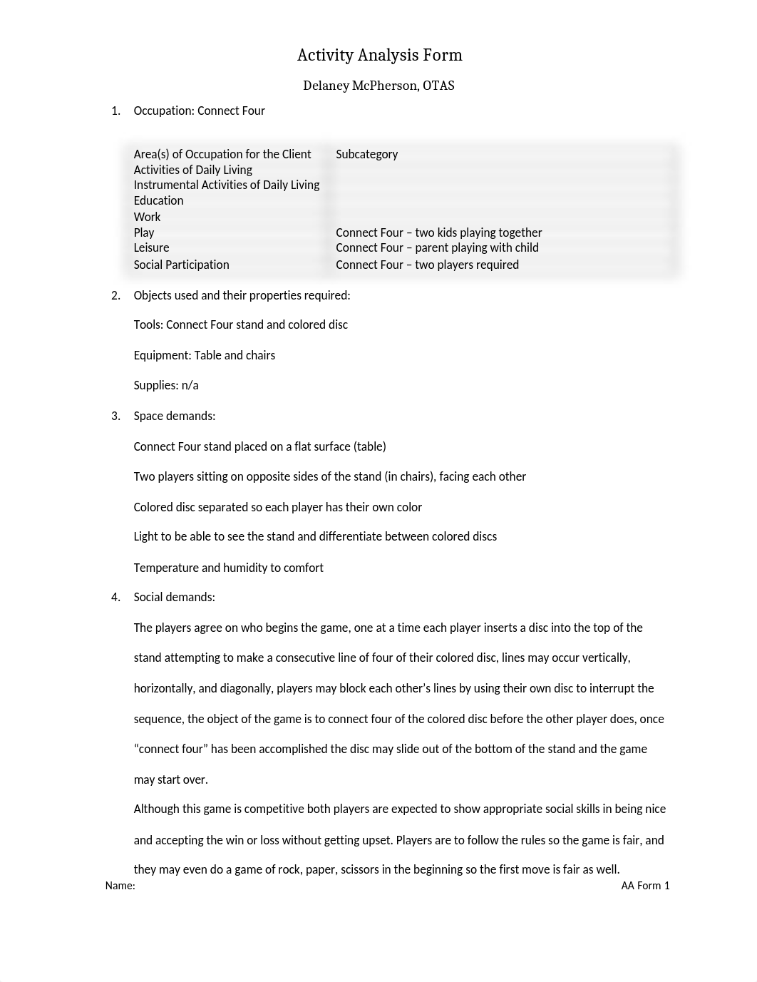 Activity Analysis Form - Delaney McPherson, OTAS.doc_d8xnpjlpbqe_page1
