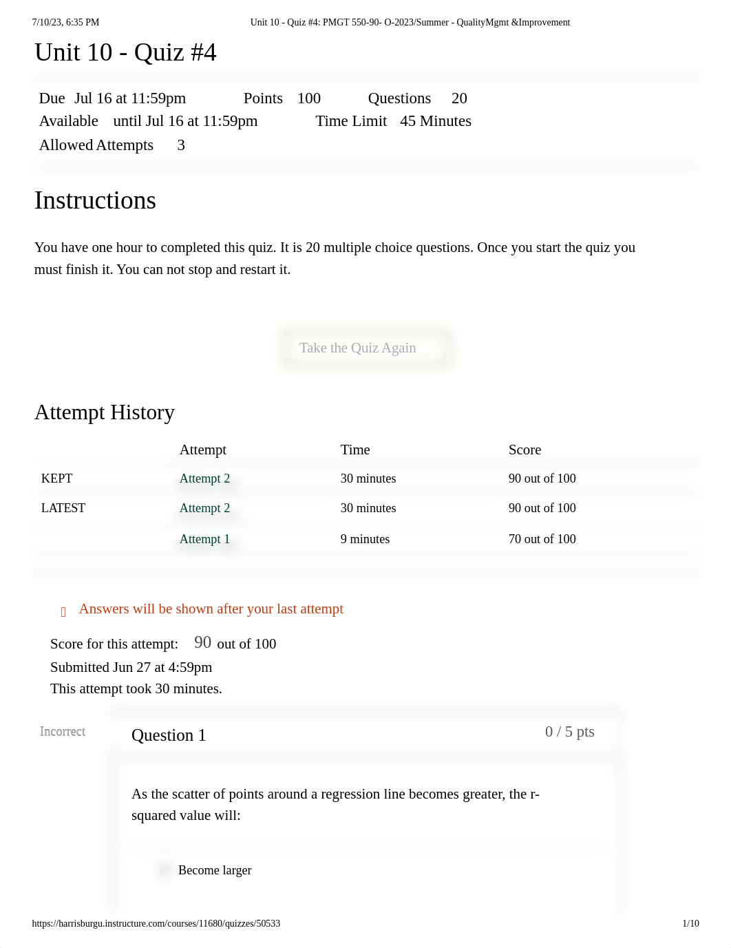 Unit 10 - Quiz #4_ PMGT 550-90- O-2023_Summer - QualityMgmt &Improvement.pdf_d8xu5wma6mo_page1