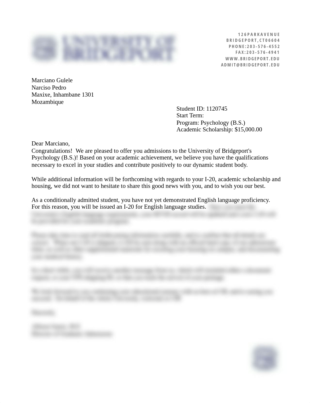 Acceptance Letter Bridgeport University.pdf_d8xur8yzx4m_page1