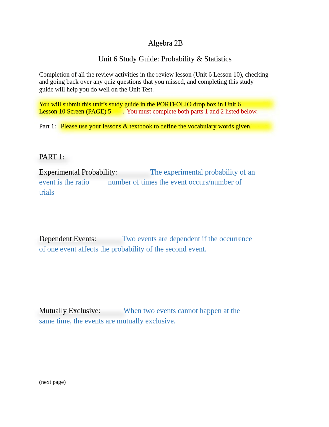 ALG2B2018 Unit 6 Study Guide.docx_d8z8mk05jkr_page1