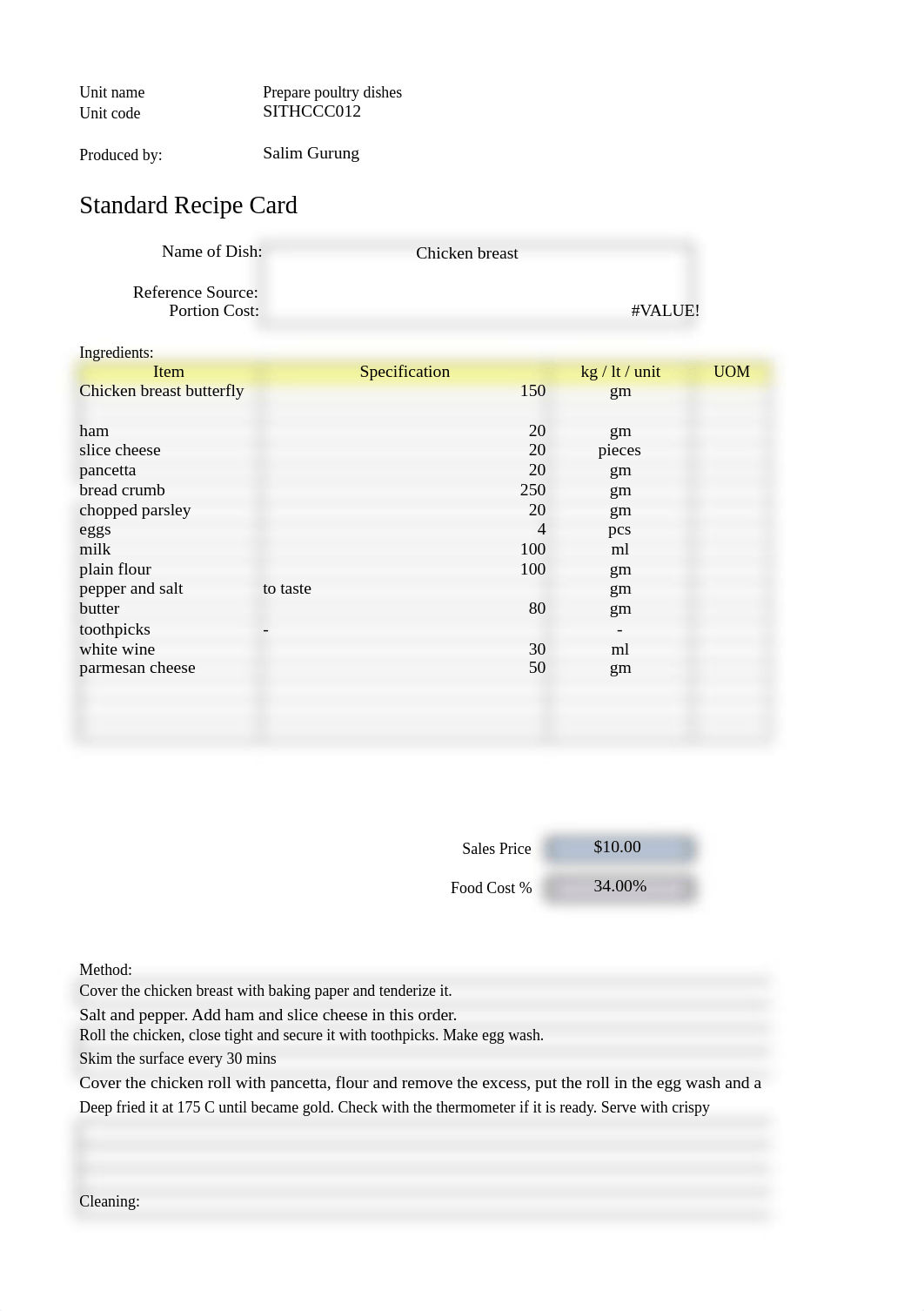 Recipe card  SITHCCC012 poultry.xlsx_d8zpi7kyybc_page1