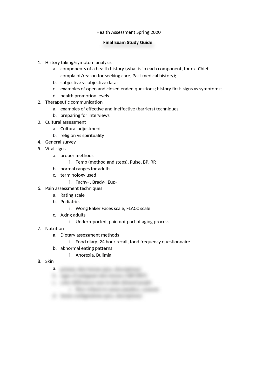 NUR2092 Health Assessment Final exam study guide(1).docx_d910hx8gvys_page1