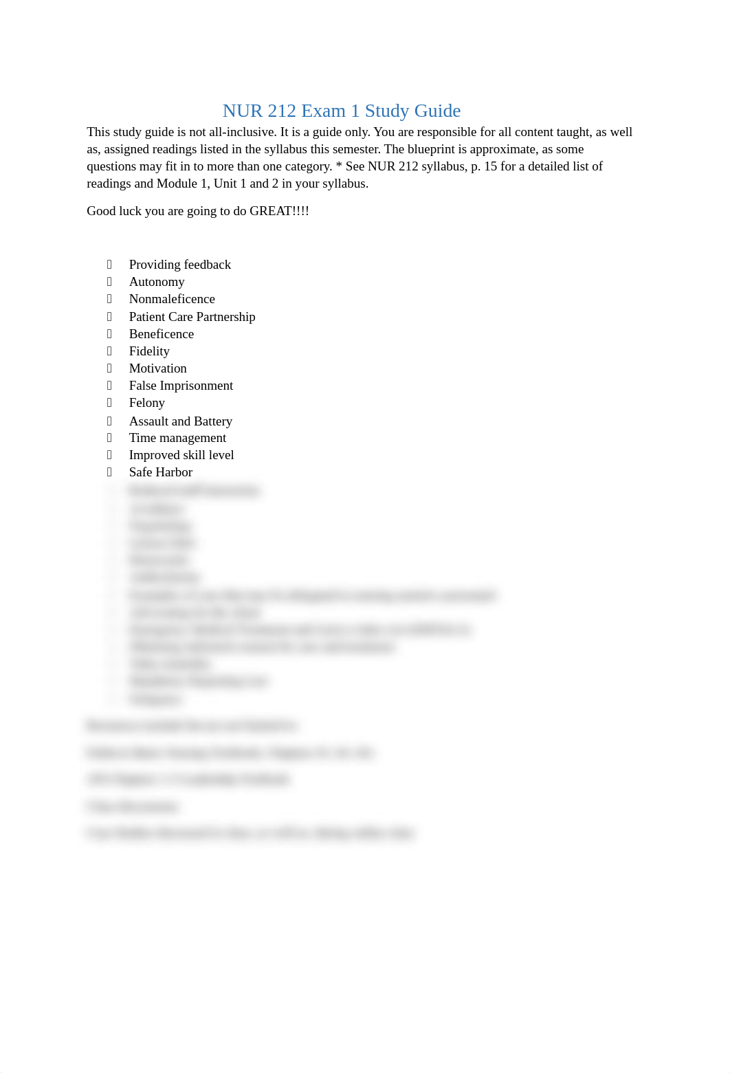NUR 212 Fall 2021 Exam 1 Study Guide.docx_d91sb4wle8x_page1