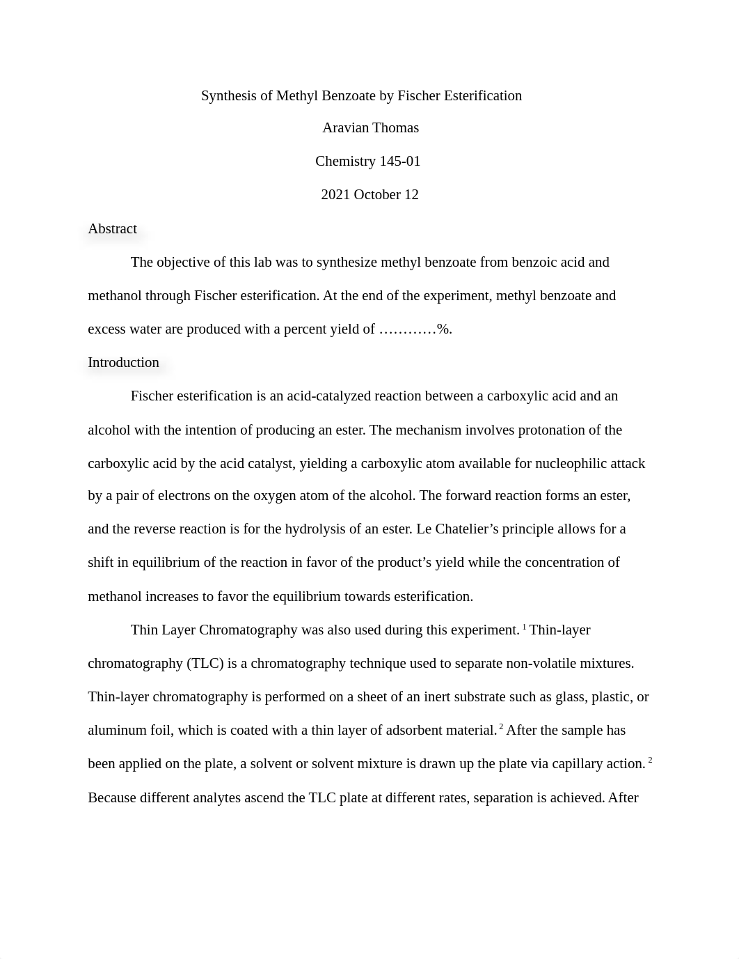 Synthesis of Methyl Benzoate by Fischer Esterification.docx_d924xoz37qw_page1