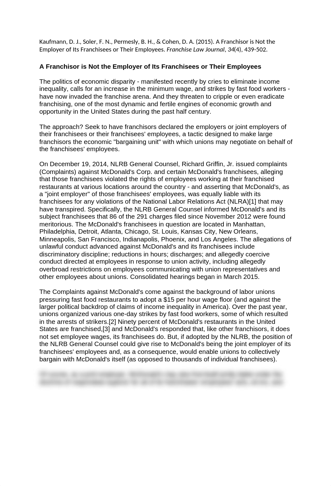 A Franchisor is Not the Employer of its Franchisees or Their Employees .docx_d92si8carxe_page1