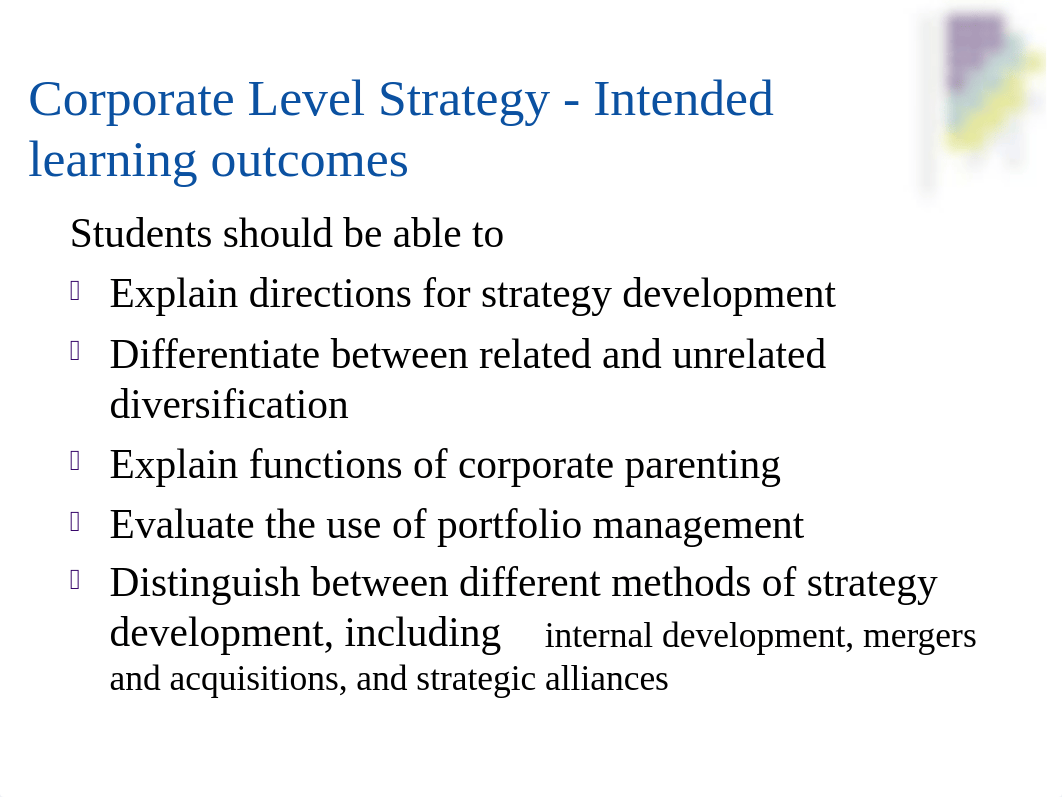 Topic 5 Corporate level strategy and direction and method of development_2017.ppt_d93370lm31k_page1