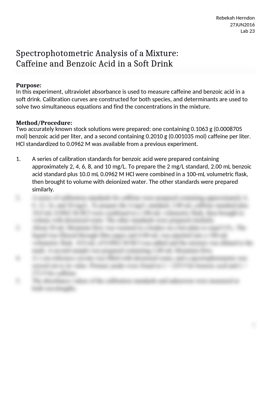 Spectrophotometric Analysis of a Mixture Caffeine and Benzoic Acid in a Soft Drink.docx_d935gkxg8bq_page1