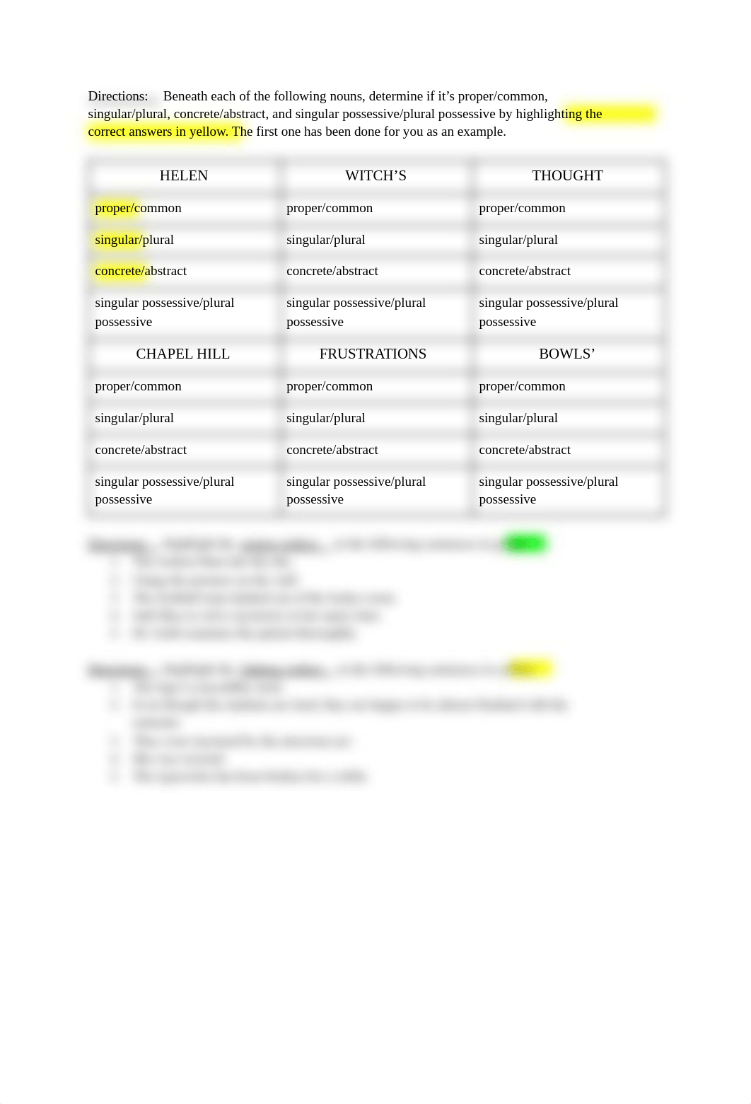 Week 1 - Noun, Verb, Pronoun Graded Practice (1).pdf_d93fz5mv6tw_page1