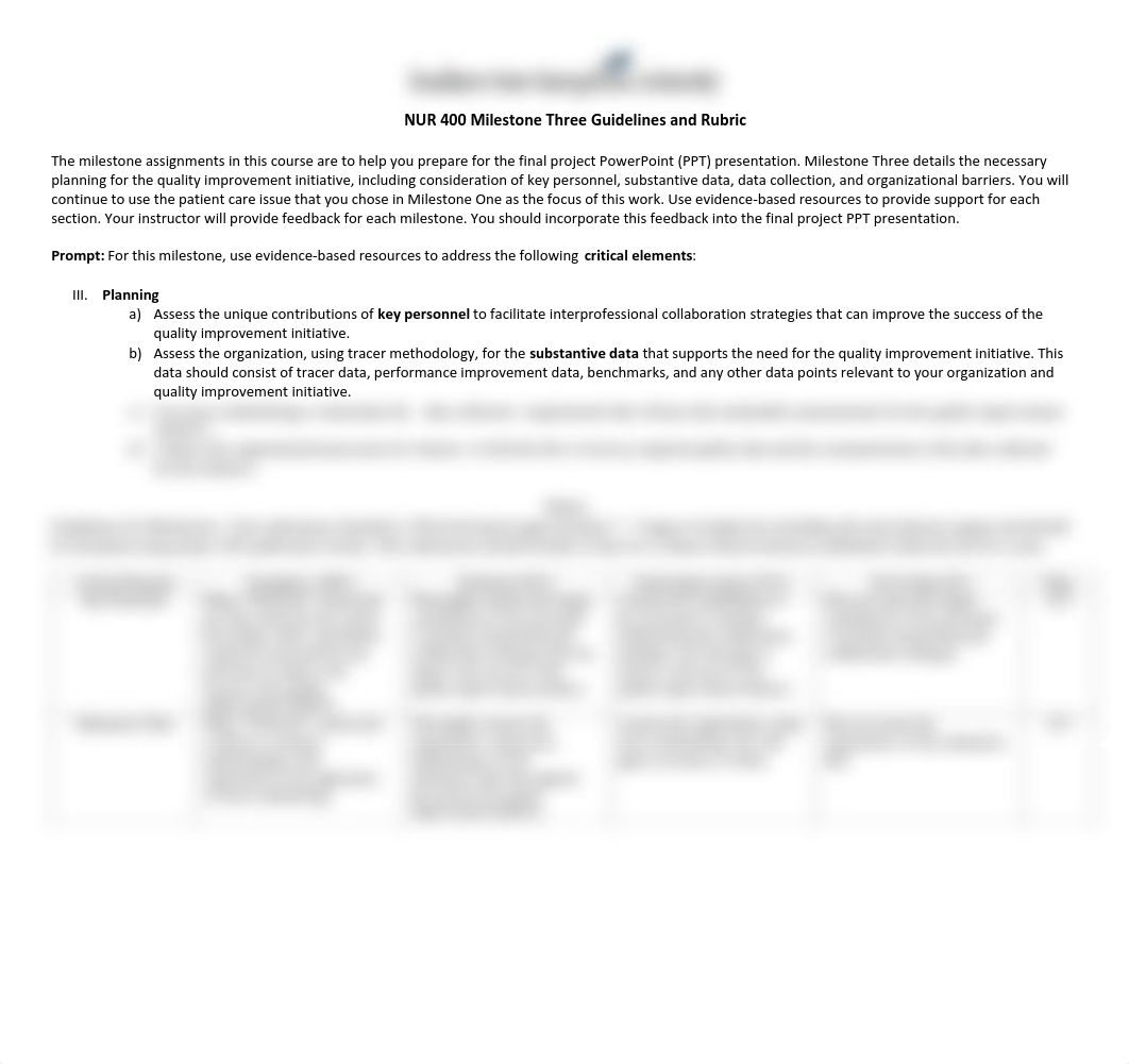 NUR 400 Milestone Three Guidelines and Rubric.pdf_d93hv5vqky9_page1