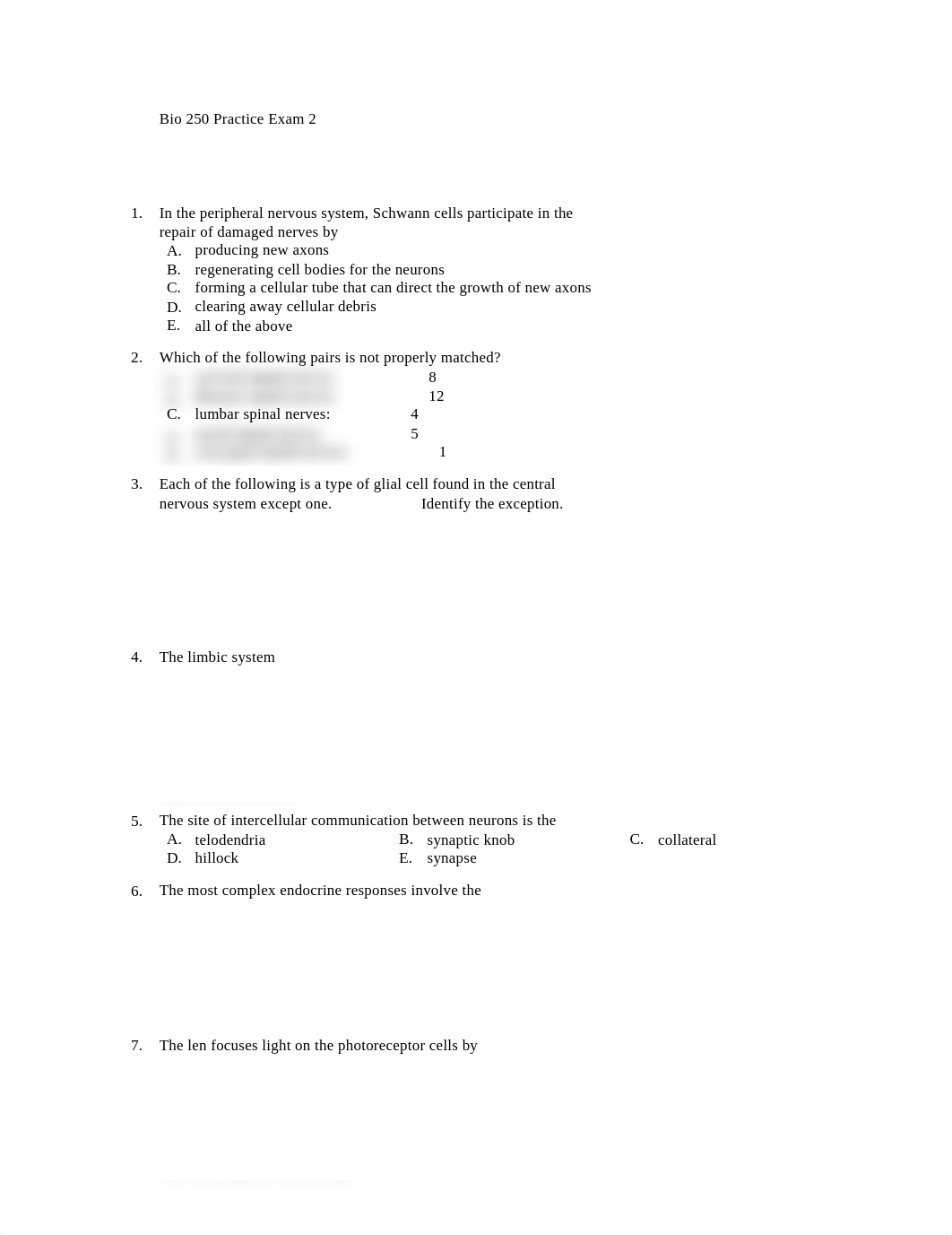 BIO 250 Practice Exam 2 with key.pdf_d94q0amwqh0_page1