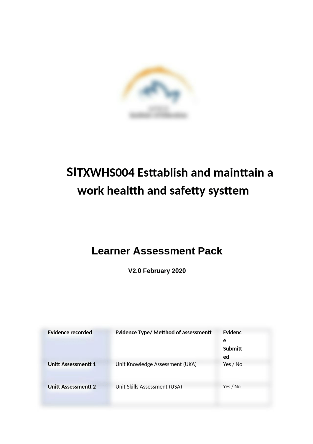 SITXWHS004 Establish and maintain a work health and safety system Learner Assessment Pack V2.0 - 02__d95ugvku4p8_page1