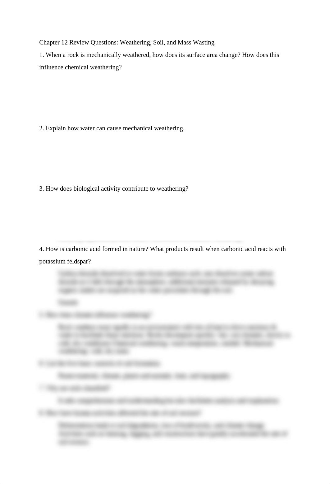 Geology- Chapter 12 Review Questions Weathering, Soil, and Mass Wasting.docx_d96ssa7m2r9_page1