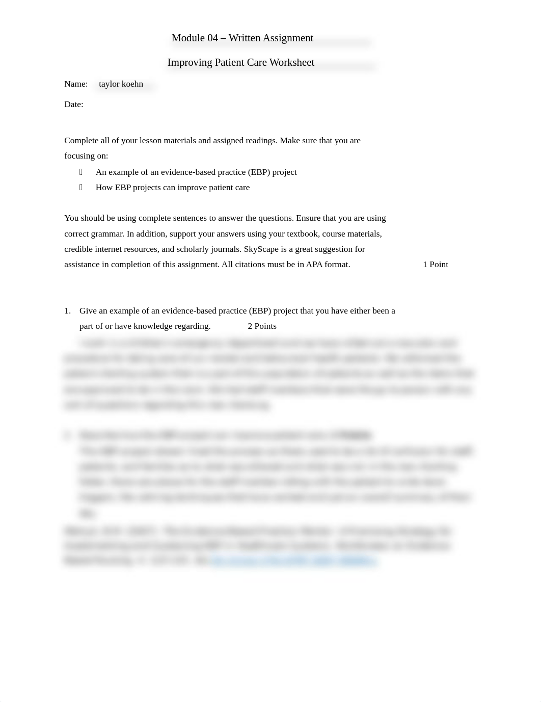 Module 4 Written Assignment - Improving Patient Care Worksheet (Taylor Koehn).docx_d97ihaqibvl_page1