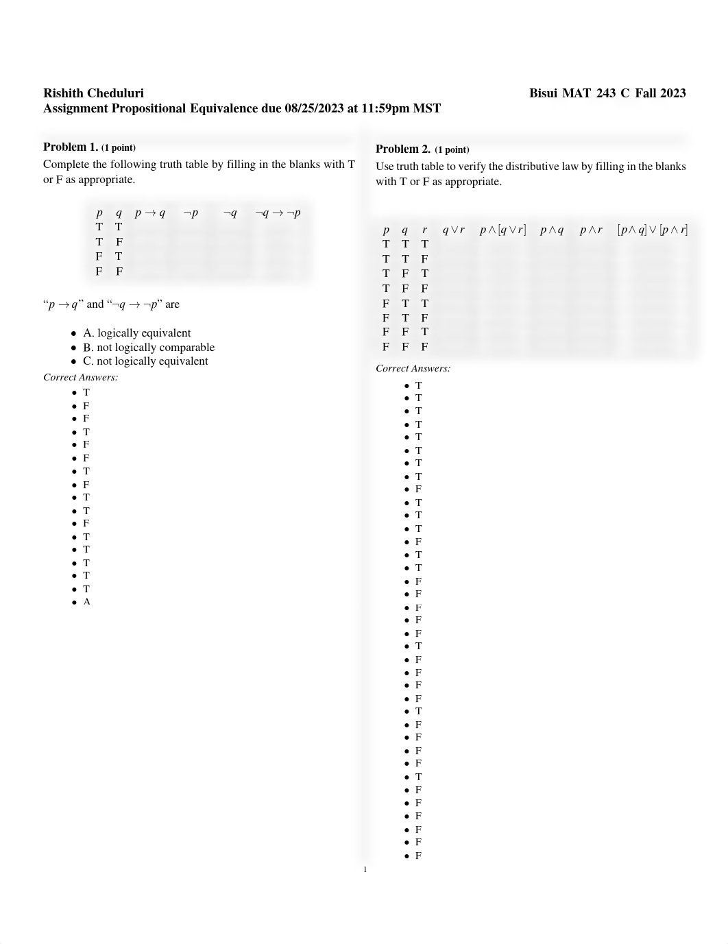 Bisui_MAT_243_C_Fall_2023.rchedulu.Propositional_Equivalence.pdf_d97ite19z37_page1