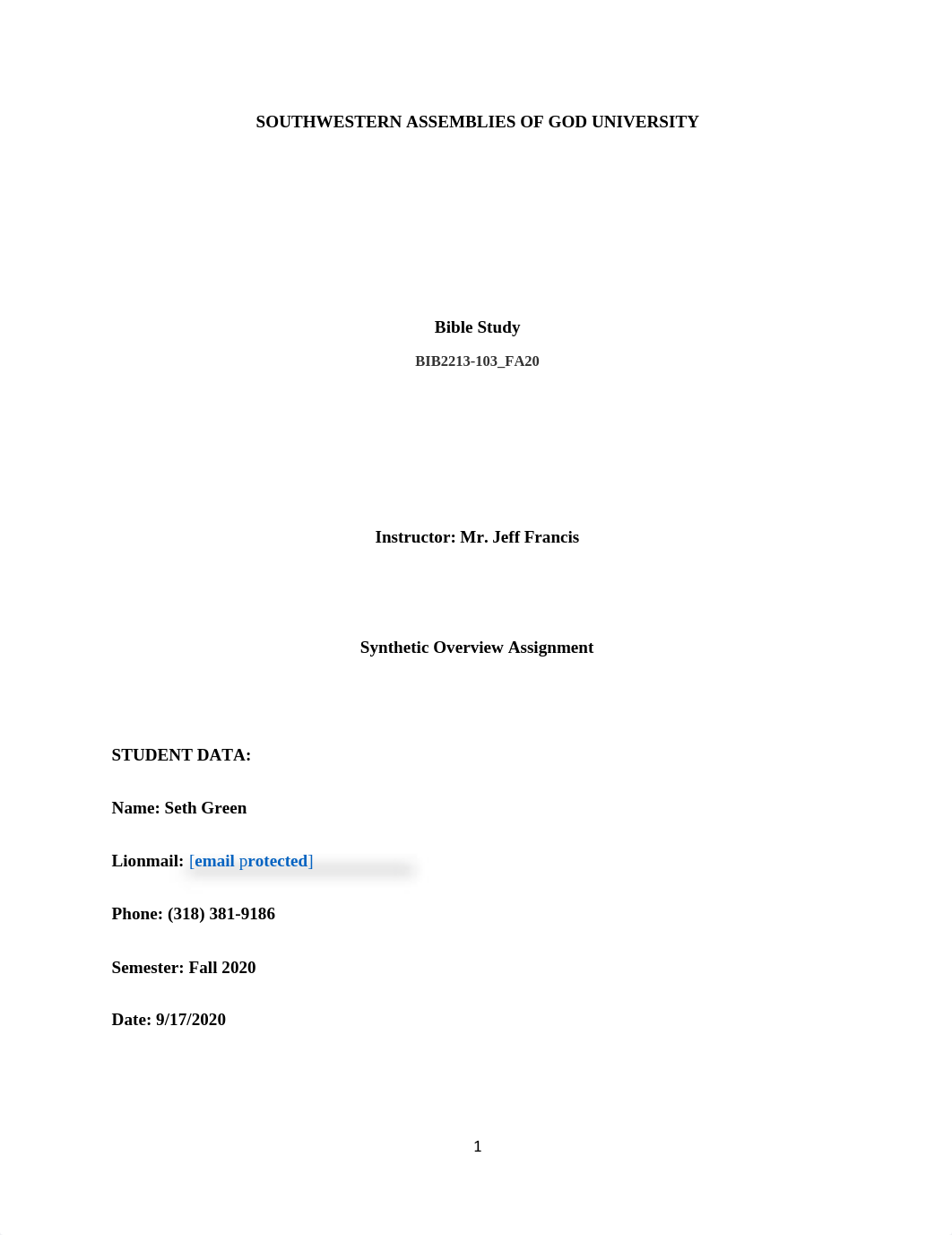 Synthetic Overview Assignment Seth Green-2.pdf_d98kw7y095y_page1