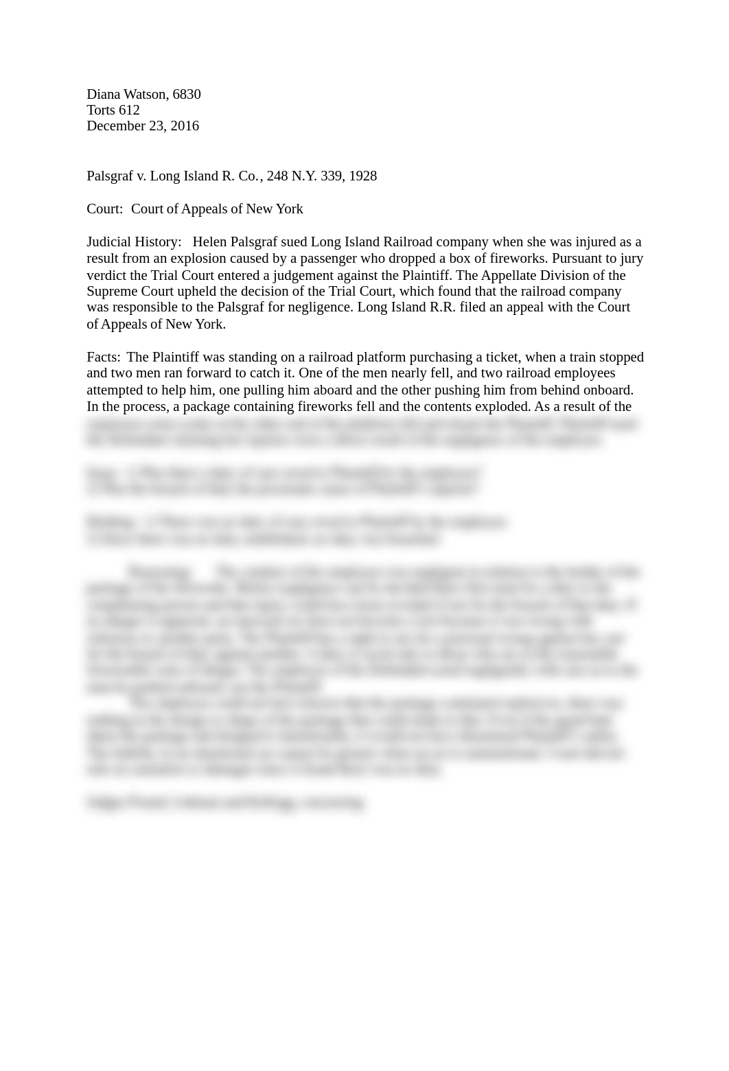 Diana Watson Torts Assignment#4, Watson, 6830_d98ou92yslh_page1